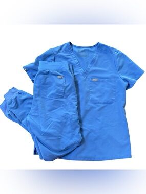 Figs Blue Scrub Set Size Medium/Small Tall Medical Uniform Nurse